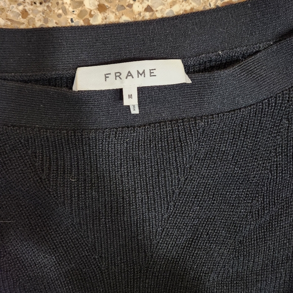 Frame Denim Noir Black Ribbed Sweater Off The Shoulder - Picture 4 of 10